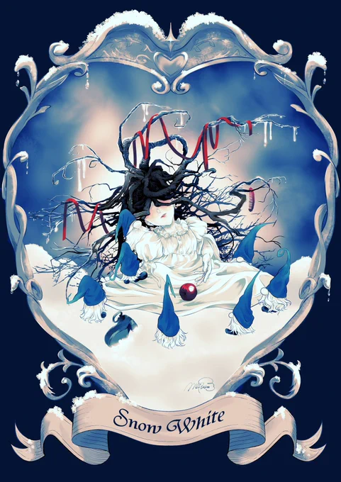 「雪のように白い肌、血のように赤い頬、 黒檀のように黒い髪の子が欲しい…。」女王様の願い通りの姿でうまれた白雪姫は、王子様への恋で体が溶けてしまったのでした。 