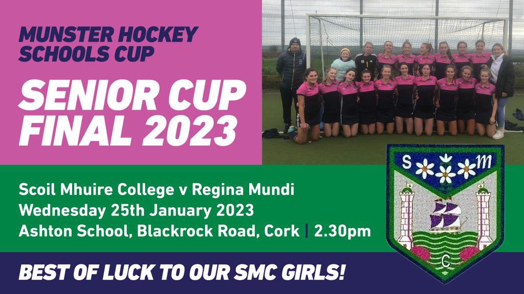 ScoilMhuireCork's tweet photo. Hi all, 
Can you spread the word! Like and Share! 
We need you all! 
SMC in the final of the Munster Senior Cup! 
Let’s bring the Cup home!  @Munster_Hockey https://t.co/pzGLqzi6tu