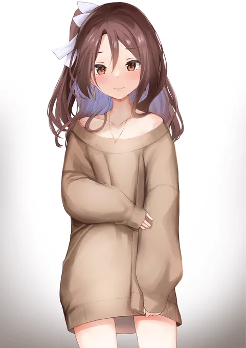 肩出てるセーターいいよね 
