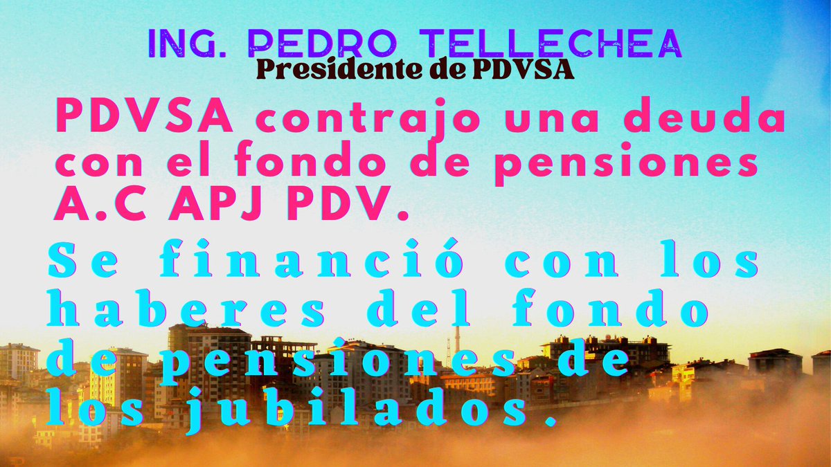 <a href="/d_guzmanl/">Diva Guzmán</a> <a href="/TellecheaRuiz/">Rafael Tellechea</a> <a href="/NicolasMaduro/">Nicolás Maduro</a> <a href="/MinMujerVe/">Min. del PP para la Mujer y la Igualdad de Género</a> <a href="/MinTrabajoVE/">Ministerio del PP para el Proceso Socia de Trabajo</a> Ing. <a href="/TellecheaRuiz/">Rafael Tellechea</a> los beneficiarios APJ PDV requieren de su apoyo para resolver el tema de la deuda que mantiene <a href="/PDVSA/">PDVSA</a> con sus jubilados.

<a href="/Delcyrodriguezv/">Delcy Rodríguez</a> <a href="/TareckPSUV/">Tareck El Aissami</a> 
<a href="/Defensoria_Vzla/">Defensor del Pueblo</a> <a href="/aruizddp/">Alfredo Ruiz</a> <a href="/TarekWiliamSaab/">Tarek William Saab</a>
<a href="/Rampolla_UN/">Gianluca Rampolla 🇺🇳</a>
<a href="/onuvenezuela/">ONU Venezuela</a>
<a href="/Volker_turk/">Volker Türk</a>

#20Ene  #PDVSA #FDP