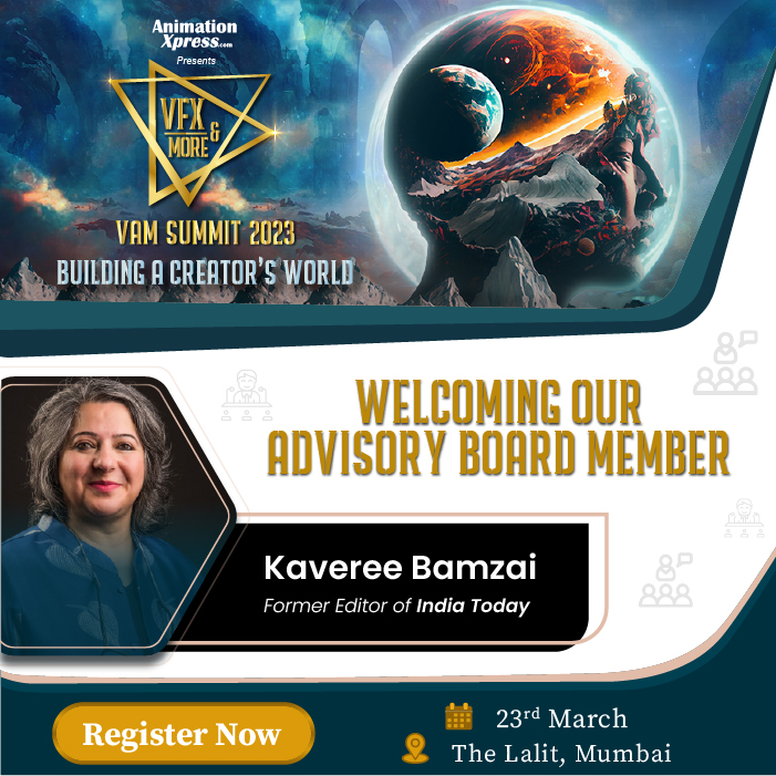 AnimationXpress's tweet photo. Welcoming Our Advisory Board Member, Kaveree Bamzai - Former Editor of India Today | VAM Summit 2023 | Register Now!

Register Now: https://t.co/pb49d2fey0
Link: https://t.co/mKXV1ErUpO

#VAM #VAMSummit #VFX #Digital #OTT #Movies #Series #Production #VAMAwards #VAMSummitandAwards https://t.co/DYNPC0vKZa