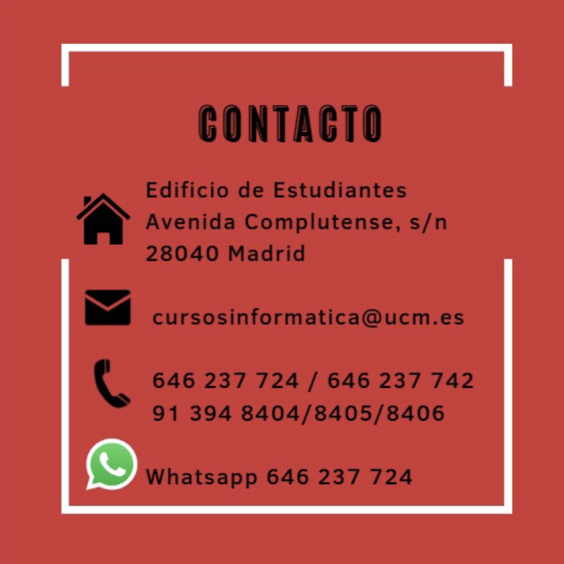 Si quieres ampliar tu curriculum y saber más sobre la informática, no dudes en apuntarte a los cursos!! Para más información contacta con las redes sociales de <a href="/CFI_UCM/">Cursos CFI-UCM</a> 👇🏻👇🏻