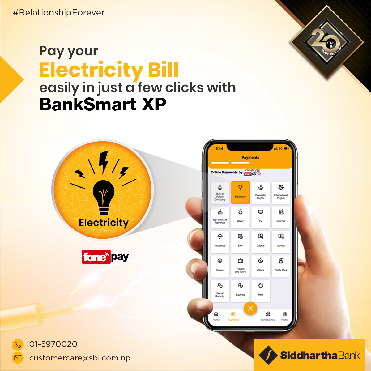 SiddharthaBank's tweet photo. Forget the hassle of standing in long queues to pay your electricity bill. Pay it the quick, secure, and easy way with BankSmart XP.
#SiddharthaBank #RelationshipForever #BankSmartXp #Electricitypayment https://t.co/Wwr2fkzDU1