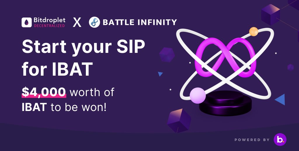 💰$200 TWITTER #GIVEAWAY💰

We're giving away $200 to celebrate the listing of $IBAT on #BitdropletdApp!

✅ Follow <a href="/bitdroplet/">Bitdroplet | Decentralized SIP</a> and <a href="/IBATOFFICIAL/">Battle Infinity</a>
✅ Retweet with #IBATOnChainDCA
✅ Tag 5 friends

🎁 5 lucky winners receive $40 each. 

Upcoming activities➡️bit.ly/3Wy3Ela