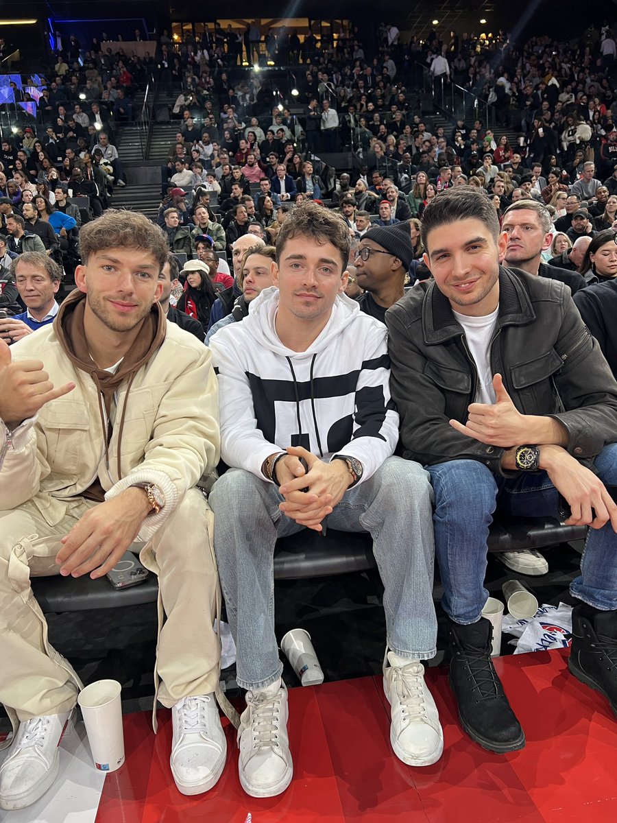 Gasly, Leclerc and Ocon Courtside at the #NBAParisGame #F1