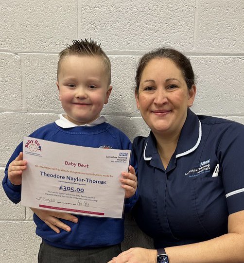 KatieNoble37's tweet photo. I visited @MiddleforthCoEP this morning to present this amazing little boy with a fundraising certificate in his assembly. Theodore raised £305 making then selling cakes and cookies at Xmas for @babybeatorg and @prestonnicu So proud to have looked after this little NICU warrior x https://t.co/DkiXsL5wbM