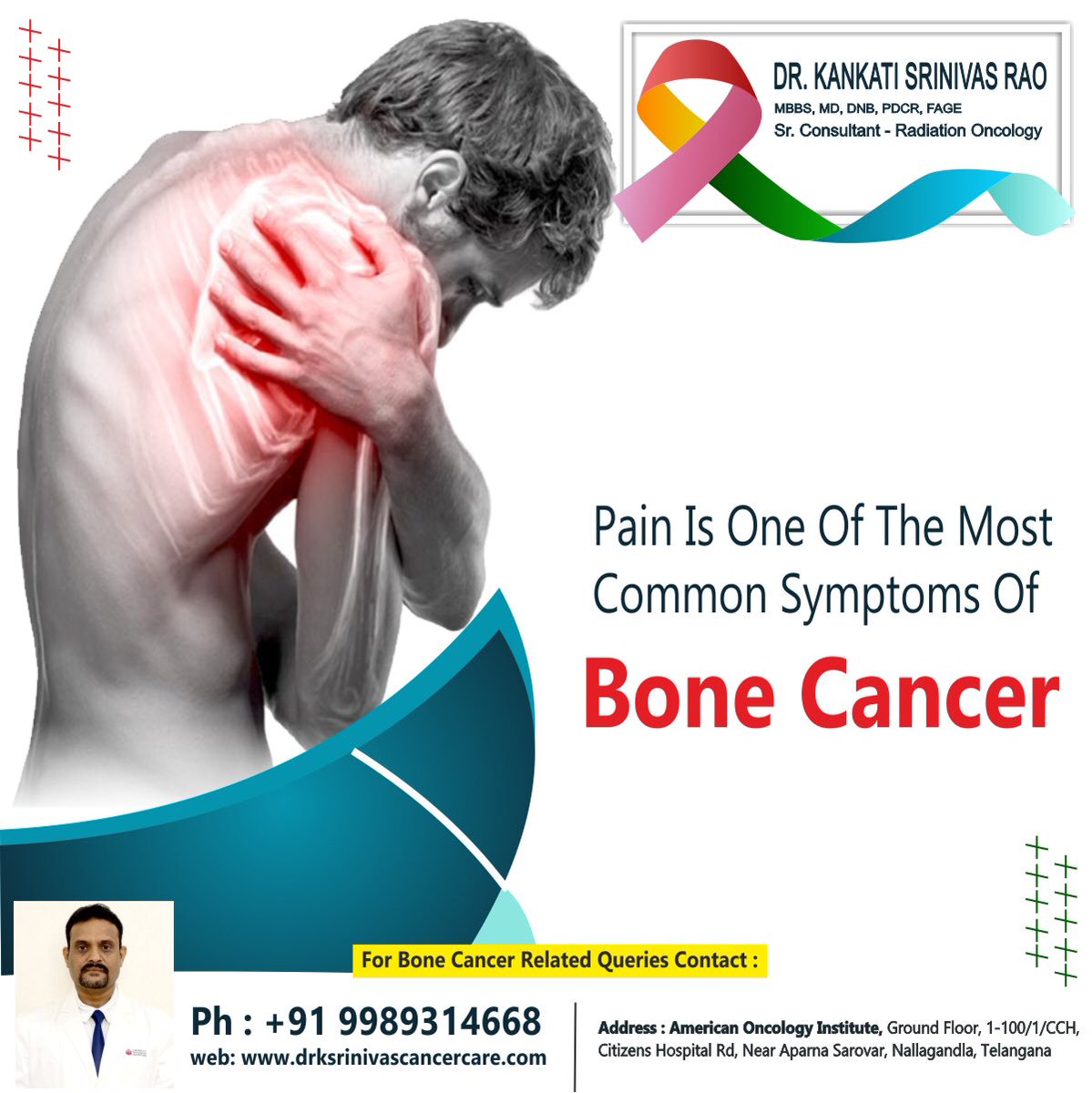Pain is one of the most common symptoms of bone cancer

#drsrinivasrao #bonecancer #bonecancersymptoms #symptoms #bonecancertreatment #pain #bonecancerawareness #radiation #AOI #nallagandla #hyderabad #dentalscreening #hitechcity #madhapur #banjarahills #bhel #miyapur #tolichowki