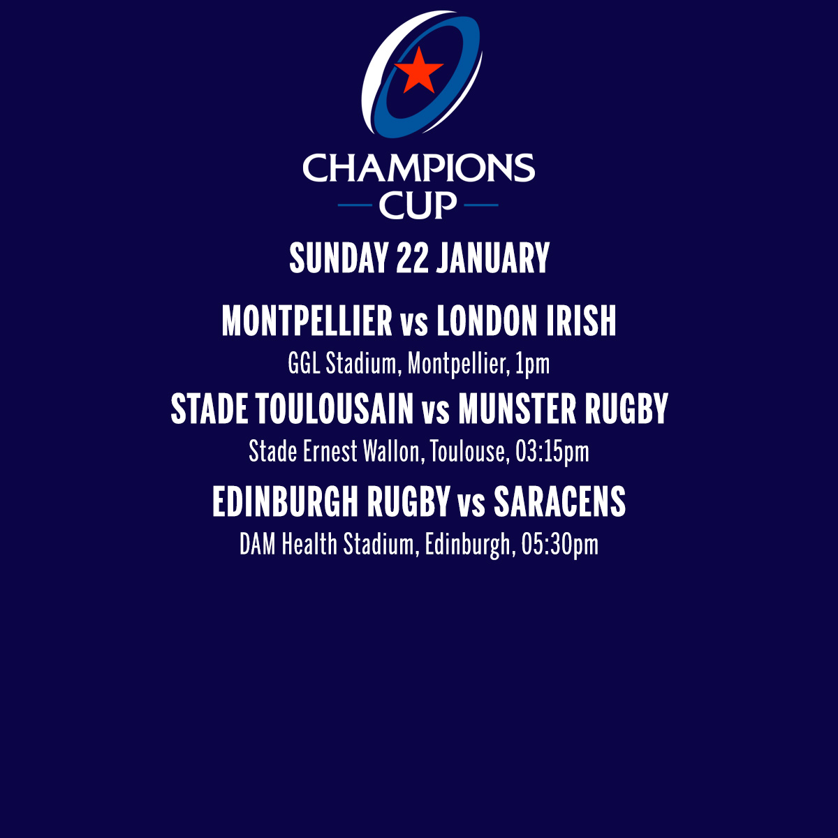 EPCR Challenge Cup and Heineken Champions Cup round 4 action this weekend 💥

#ChallengeCupRugby #ChampionsCup