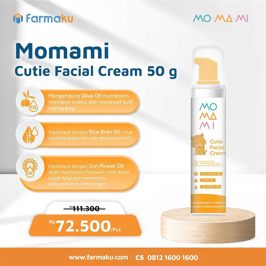 farmaku's tweet photo. Moms, si kecil alami ruam? Sudah coba Momami Cutie Facial Cream belum? Dengan kandungan bahan alami sehingga aman digunakan untuk mengatasi dan mencegah ruam pada si kecil.
Yuk, Moms dapatkan produk Momami dengan harga spesial di Farmaku 🥰
#farmaku #Momami https://t.co/iBflOjALSv