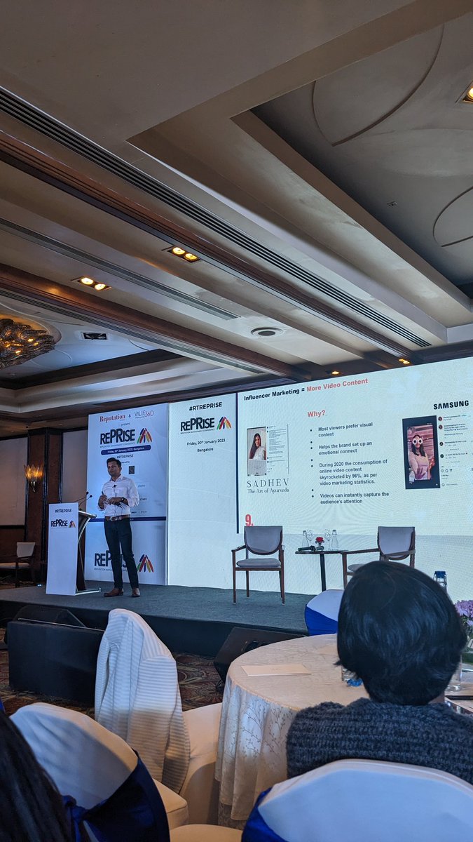 TriptiTripathi7's tweet photo. Double-clicking on what @lakshmirebecca highlighted about visual communication, Sagar adds "Video is going to drive the entire Influencer marketing communications in the years to come." 
#RTREPRISE https://t.co/6W1Xheu7Zo