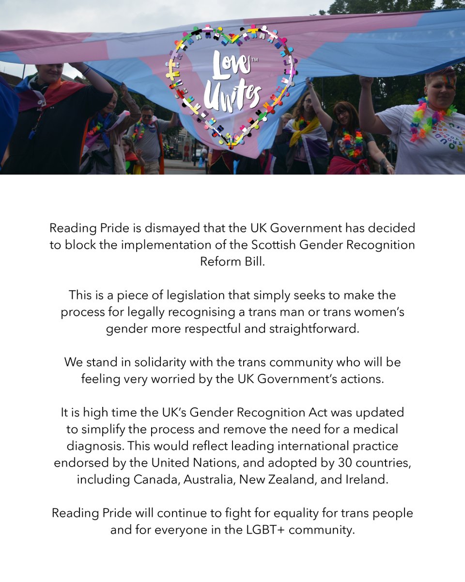 Reading Pride (UK) (@reading_pride) on Twitter photo A statement by the board of trustees
#rdguk #LoveUnites #NoSection35 #ScottishGenderReformBill #transrightsarehumanrights #translivesmatter #PrideWithTheT #genderrecognitionreformbill #GenderRecognictionAct
Photo by @GayPridePicsU / <a href="/Clinicalgoth/">Kerry Kleis</a> A statement by the board of trustees
#rdguk #LoveUnites #NoSection35 #ScottishGenderReformBill #transrightsarehumanrights #translivesmatter #PrideWithTheT #genderrecognitionreformbill #GenderRecognictionAct
Photo by @GayPridePicsU / <a href="/Clinicalgoth/">Kerry Kleis</a>