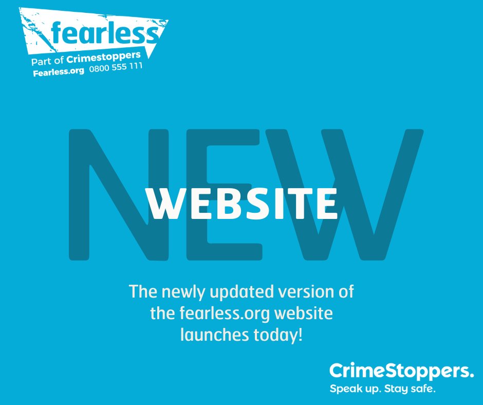 Today sees the launch of the newly updated Fearless.org website. Our crime reporting service remains the same, but we have updated our website to provide young people and professionals with more info about the service, importance of reporting crime and crimes types.