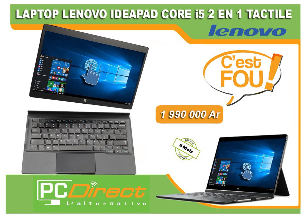 PcdirectM's tweet photo. Eh les amis !!! Affichez votre style et votre personnalité avec ce laptop #hybride 2en 1:  #tacile et détachable de #pcdirectinformatiquemada!!!

▶️ Core i5 8250U 1,6Ghz
▶️ Ecran Full HD 12,2"
▶️ RAM 8Go
▶️ SSD 256Go
▶️ Licence Windows 10 PRO
▶️ Reconditionné https://t.co/9IpiBy94k6