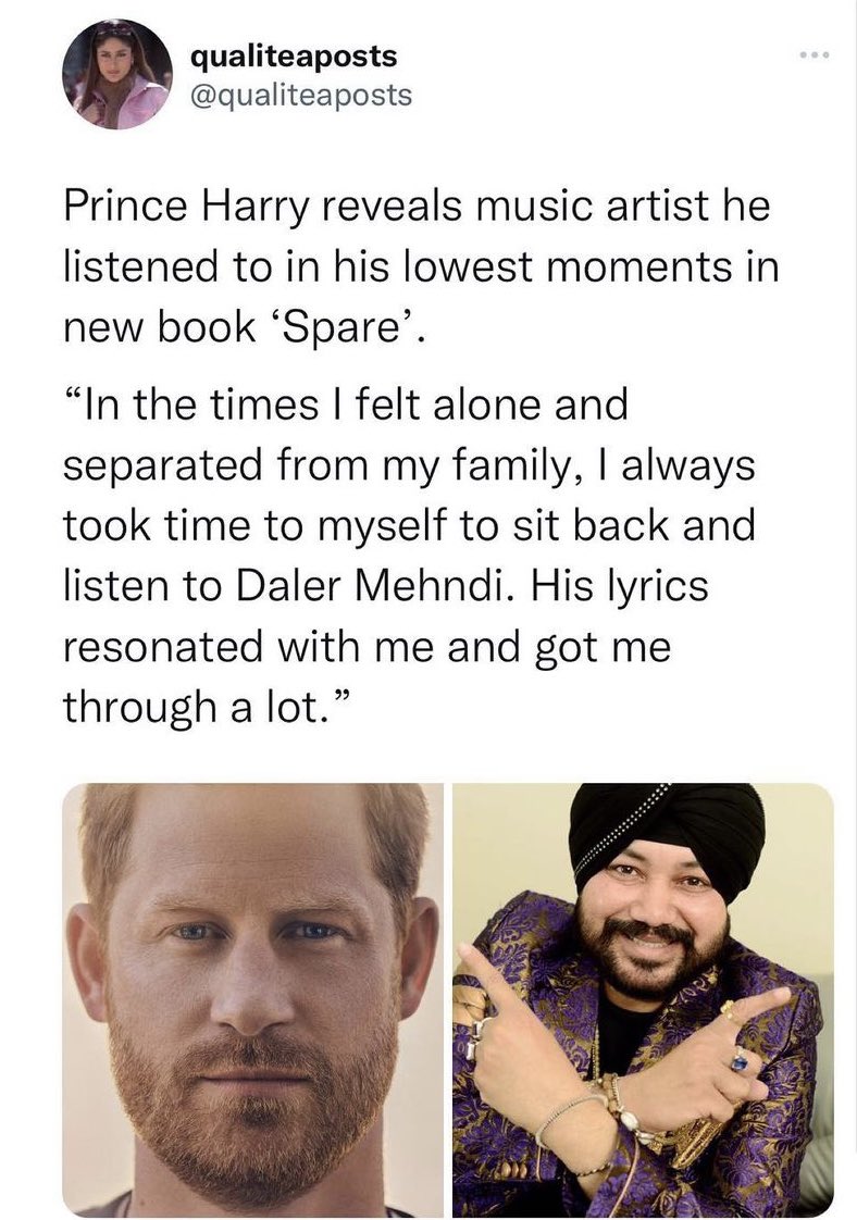 I am grateful to the blessings of Guru Nanak, my mom and dad, I created a unique Pop Folk Ethnic Music Style.
Love you Prince Harry! God Bless you, In gratitude that my music helped you.
@TeamSussex