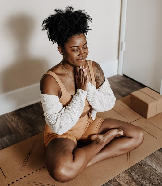 meet your [new] mat today ✨ 
@justbrifree is on our Alignment Cork Yoga Mat  🖤 have you tried one? Let us know your thoughts!