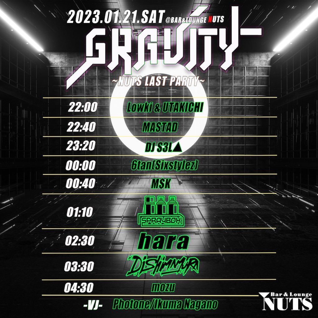 djUTAKICHI's tweet photo. 明日は22:00からこちら！！
NUTSのラストパーティー呼んで頂きモリショウとB2Bします！！

豪華DJ陣に囲まれ緊張しますがいつも通りやっていきます〜🔥🔥

予約フォームはこちら↓
https://t.co/gvZqS9uX8j https://t.co/vBBNc7dNNV