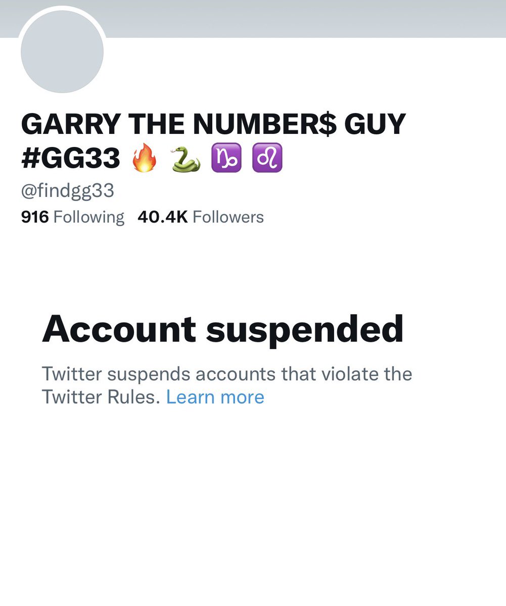 Reptile_Hybrid's tweet photo. Garry the Numbers Guy @findgg33 Suspended. Damn.🦎😔🐊
#GG33 https://t.co/68r2MhKwRg