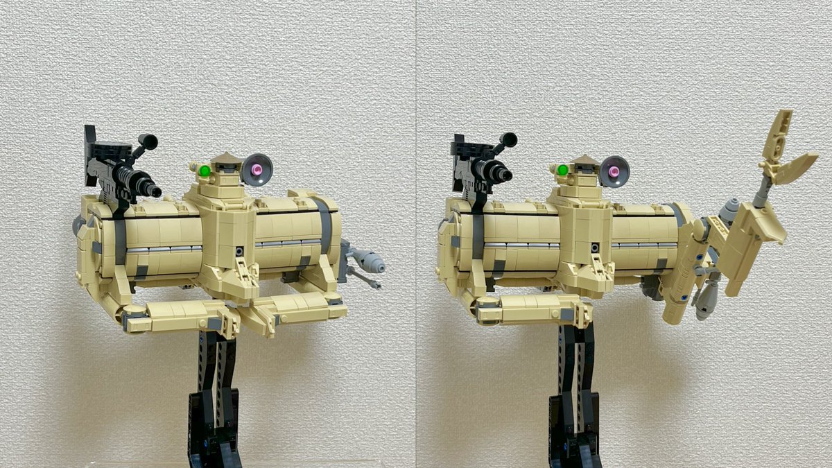 christophsis2's tweet photo. レゴで『MP-02A 駆逐モビルポッド オッゴ』を作りました。
1/60スケールです。
アームの伸縮は差し替えで再現、ドラムフレームは一回転させることができます。武装はザクマシンガンとシュツルムファウスト。
#宇宙船杯2023 #LEGO #MOC #gundam #oggo #mobilepod #MP02A #オッゴ #モビルポッド https://t.co/7JuoPIKIjS