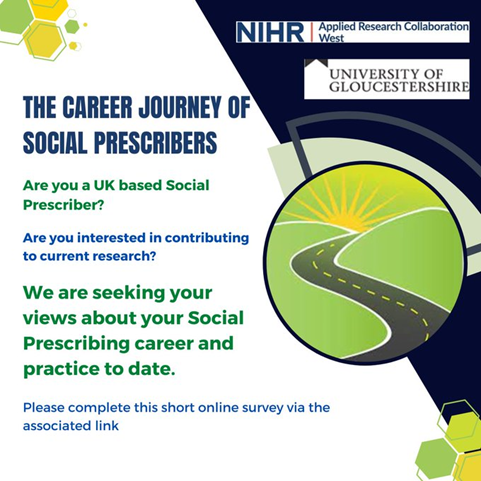 Elaine Willmore (@elainewillmore) on Twitter photo #SocialPrescribing #PhD study “The career journey of Social Prescribers” is live! If you work in🏴🏴🏴 or NI in a Social Prescribing role, tell me how prior training and/or occupational background may have shaped or influenced your practice.
glos.onlinesurveys.ac.uk/the-career-jou…
<a href="/NASPTweets/">The National Academy for Social Prescribing</a> #SocialPrescribing #PhD study “The career journey of Social Prescribers” is live! If you work in🏴🏴🏴 or NI in a Social Prescribing role, tell me how prior training and/or occupational background may have shaped or influenced your practice.
glos.onlinesurveys.ac.uk/the-career-jou…
<a href="/NASPTweets/">The National Academy for Social Prescribing</a>
