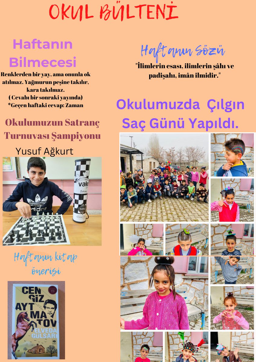 Bugdayli25's tweet photo. 2022 - 2023 Eğitim Öğretim yılının birinci dönemini tamamladık, Karne günü heyecanımız okul gazetemizde yerini aldı. Öğrencilerimizi tebrik eder başarılarının devamını dileriz. 
@skaygusuz
@Erzurum_Mem
@latifbagacli
@omer25guney https://t.co/LBCMD5Q0hb