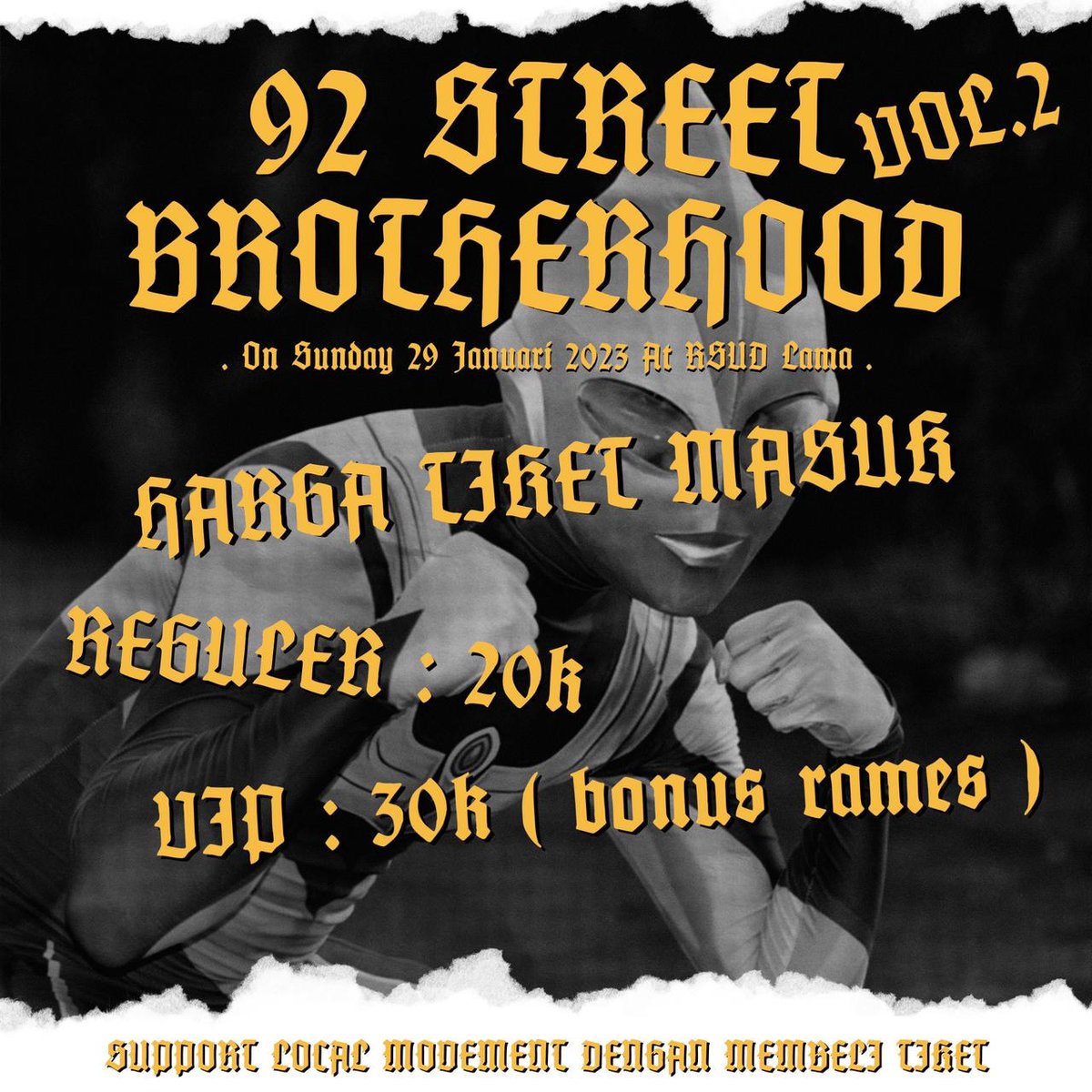 indrapradana66's tweet photo. We are back at it again. We never down and we always stick around.
Kicking off 2023 with No Pressure and Regulate.
Save the date ๐
#kebumenhardcore
#hardcorepride
#92streetbrotherhood
#supportlocalmovement
#notiketnoparty https://t.co/vpQUnKL8bC