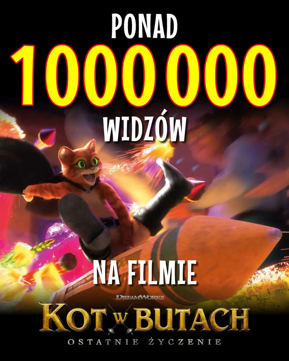 radziokoch's tweet photo. UIP podał, że na nowego "Kota w butach" sprzedano już ponad MILION biletów.
Jednozcześnie film pobił wynik pierwszej części, która nie dobiła do miliona. https://t.co/jilvbgx0Ad