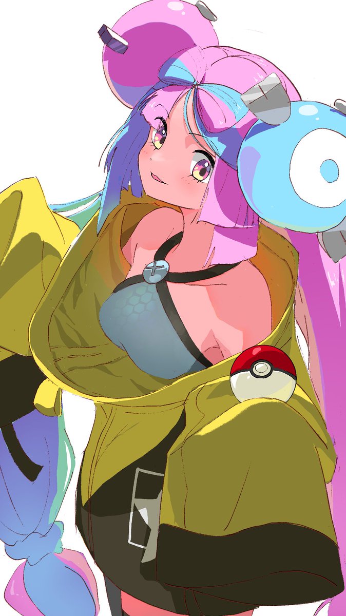 iono (pokemon) 1girl character hair ornament solo yellow jacket jacket sleeves past fingers long hair  illustration images