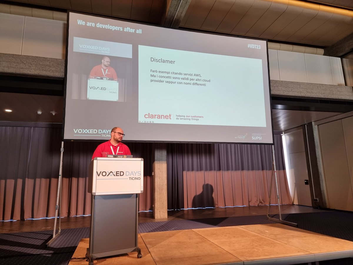 dmadama's tweet photo. And now @petecocoon get the stage to share his experience (and fails) on #Serverless @VoxxedTicino #VDT23 https://t.co/xsCAsEb0qv
