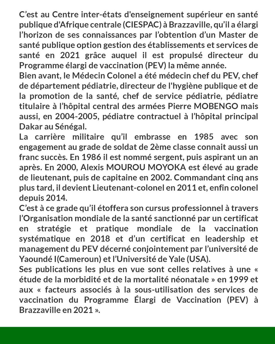 InsideCongo242's tweet photo. Alexis MOUROU MOYOKA
Un Médecin Colonel au service de la bonne santé des autres

Ernest Blanchard DIMI https://t.co/eZFvF6Lddg