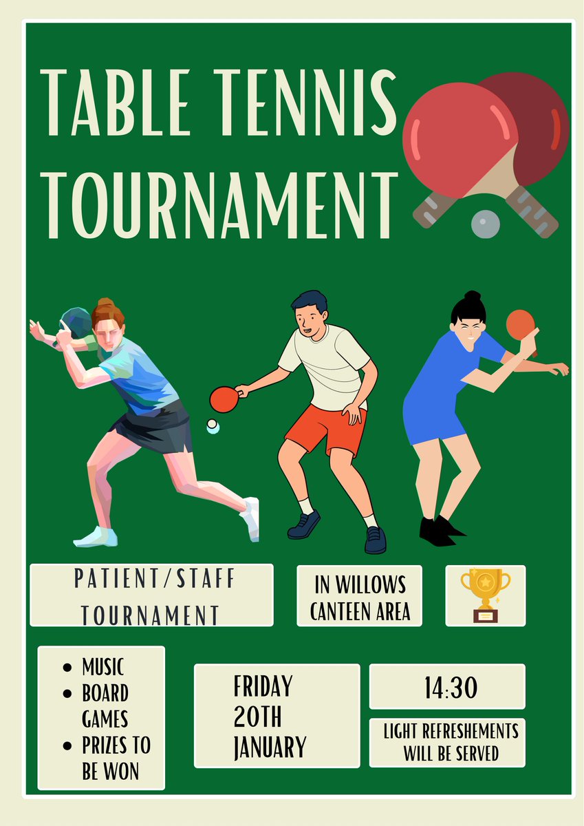 Looking Forward to our 1st Patient/Staff Tournament this afternoon! Will be a blast come down for fierce competition prizes to be won!