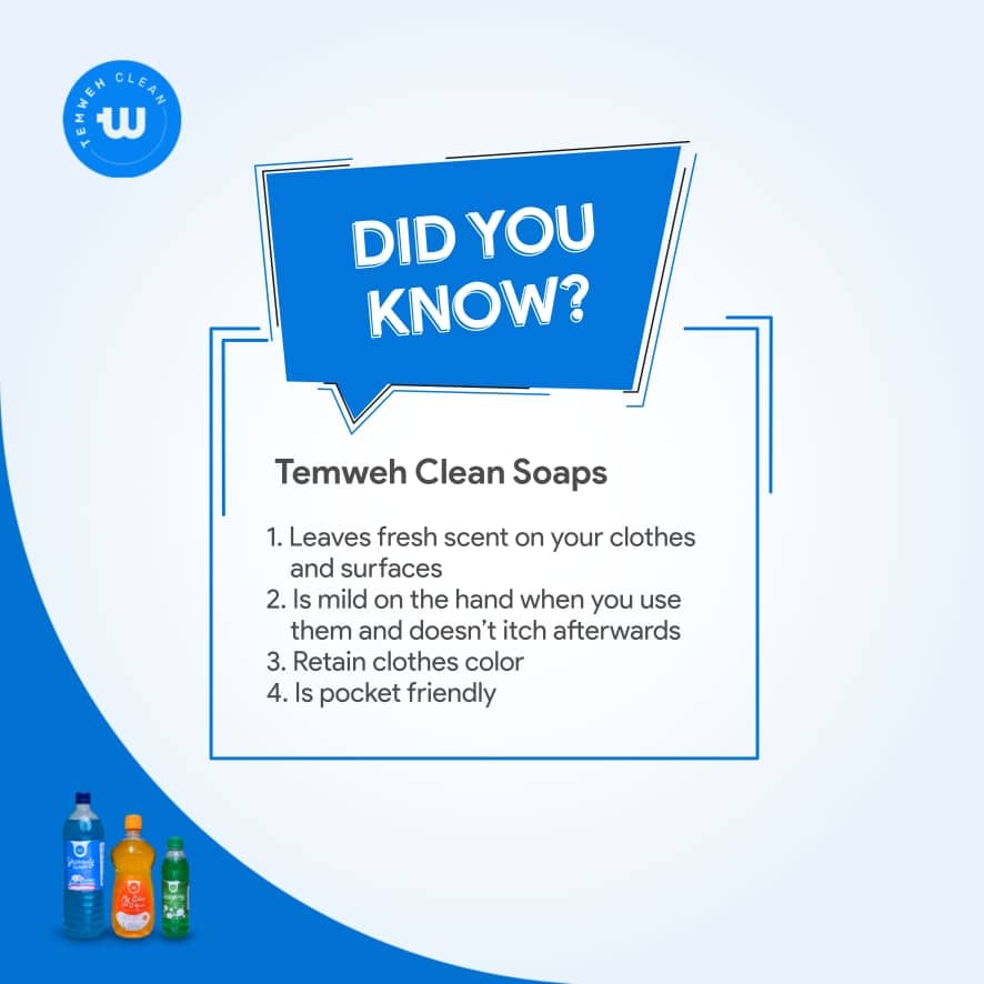Did you know with Temweh Clean soaps you get all these benefits and more?

Get yours by clicking on the link in our bio

#temwehcleansoap 
#youronlywash
#freshscent
#mild
#pocketfriendly