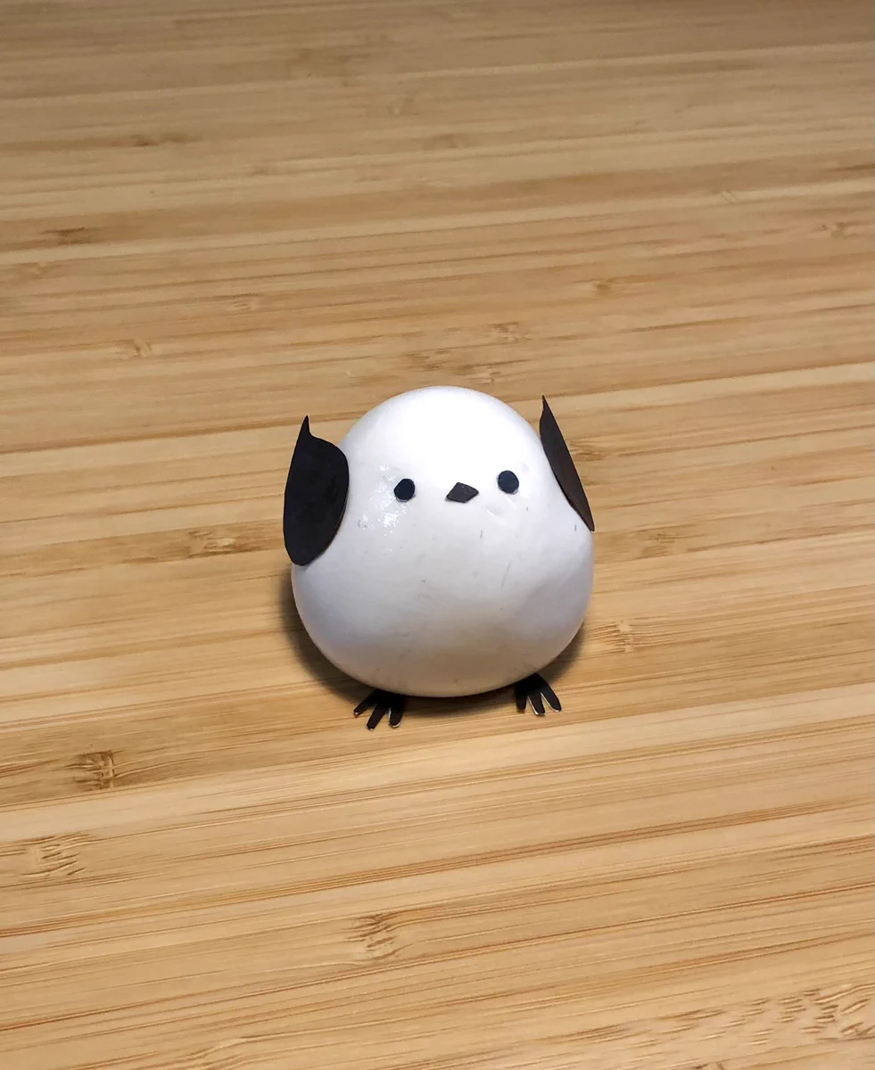 シリコン粘土で作ったシマエナガ！お侍さんの顔になった？！