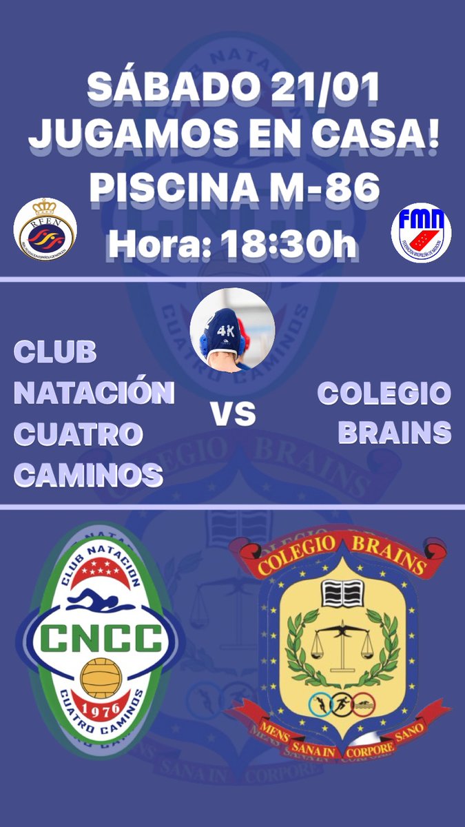 cn4caminos's tweet photo. ¡Volvemos a la carga con un fin de semana cargadito de partidos!
Nuestras chicas se la juegan en casa vs @BrainsWaterpolo
También juegan nuestros #superbenjas
https://t.co/T2RqTnHraj https://t.co/uJvqBnFhaD