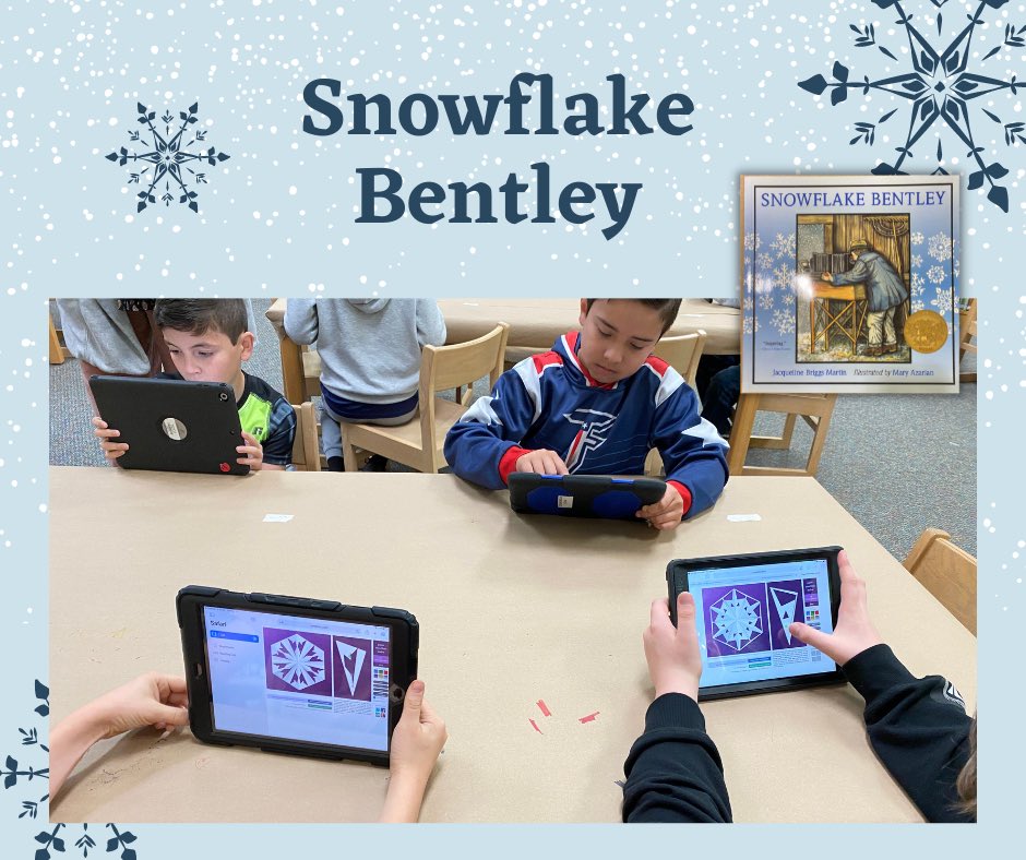 CiboloCreekLib's tweet photo. Biographies are my favorite! The story of Wilson Bentley is always a hit and pairing it with digital snowflake making is just fun. @CiboloCreekES @BoerneEdTech @BoerneISD #everycubcounts https://t.co/lyfcVyPB5w