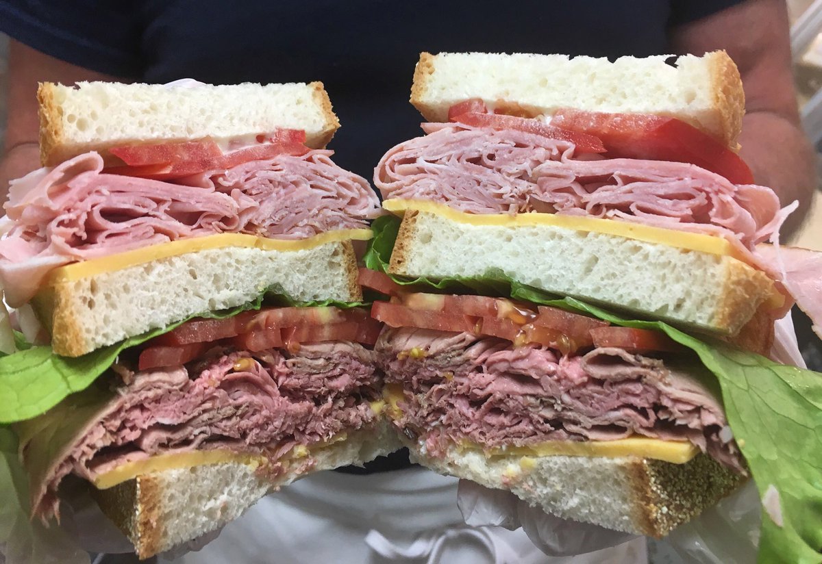 bridgetownfiner's tweet photo. Now that’s an impressive #sandwich! #BridgetownFinerMeats #Ham #RoastBeef #HamAndBeef #BakeryBread #HomemadeRoastBeef @bridgetownfiner https://t.co/aRHPe4P0tP
