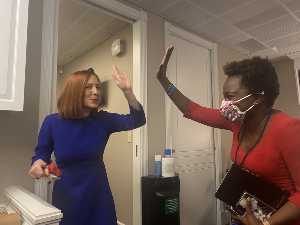 jrpsaki's tweet photo. Two years ago today after the first briefing of the Biden Administration   Xo ⁦@PressSec⁩ KJP https://t.co/rw1UGsxZYM