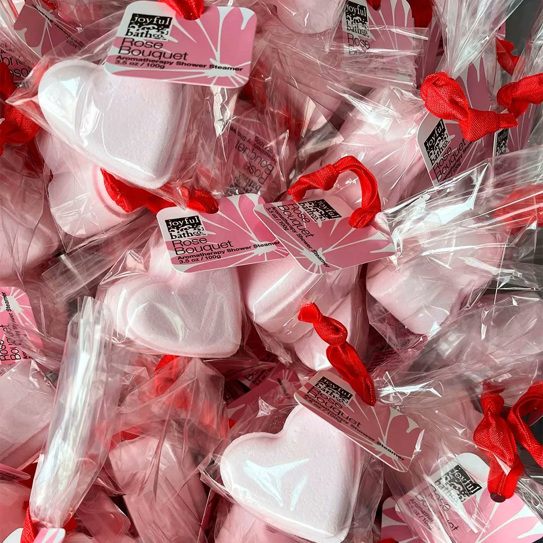 JoyfulBathCo's tweet photo. Oh be still my heart! Our mentholated heart-shaped shower steamers will melt away your troubles and are sure to melt your true love’s heart! Shall we say “it’s magic”! Or really that we have “The Best Shower Steamers in the Universe! #heartsdelight #showersteamer #showerbomb https://t.co/sHO3ZwQ0Tb