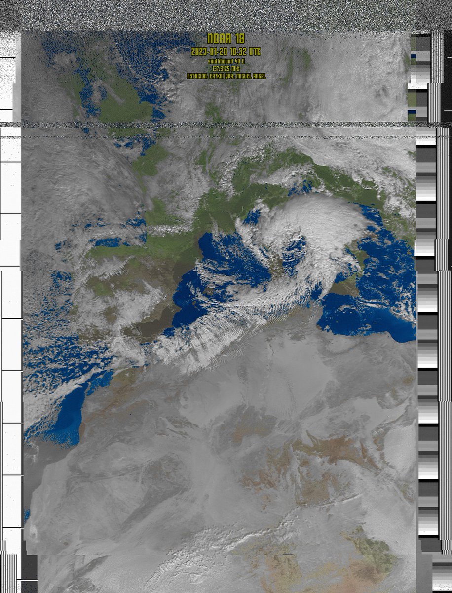 mmartin_pro's tweet photo. Datos recibidos desde Sat #NOAA18   al  (20-01-23 10:32 UTC). (Sdr+Antena QFH 137mhz autoconstruida ) #satélites #hamradio https://t.co/NF3SjcrrJ4