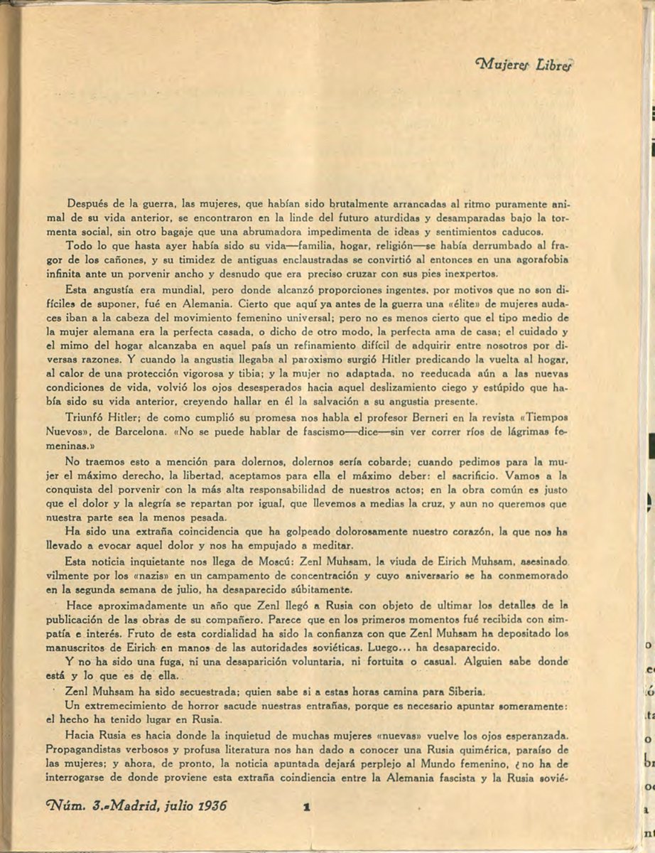 PiedraPapelEd's tweet photo. «Todo el mundo libertario conoce el destino espantoso de #ErichMüsahm, que supo soportar, con menosprecio estoico de la muerte, hasta el último minuto. Pero de #ZenslMüsham no se habló apenas en público durante largos años». Lo contó #RudolfRocker y MMLL se hicieron eco en 1936👇🏽 https://t.co/CHJ83SHcBU