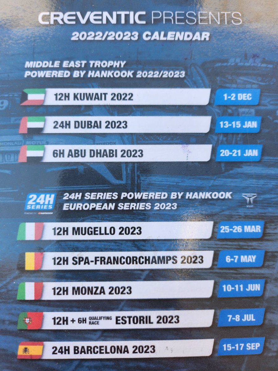Hankook 6H Abu Dhabi, live on 
Sat 21st Jan, Qualifying from 1300 to 1400 local time, Race build up from 1530, Race Start at 1600, catch the live stream &amp; timing on 24hesries.com #thisisendurance