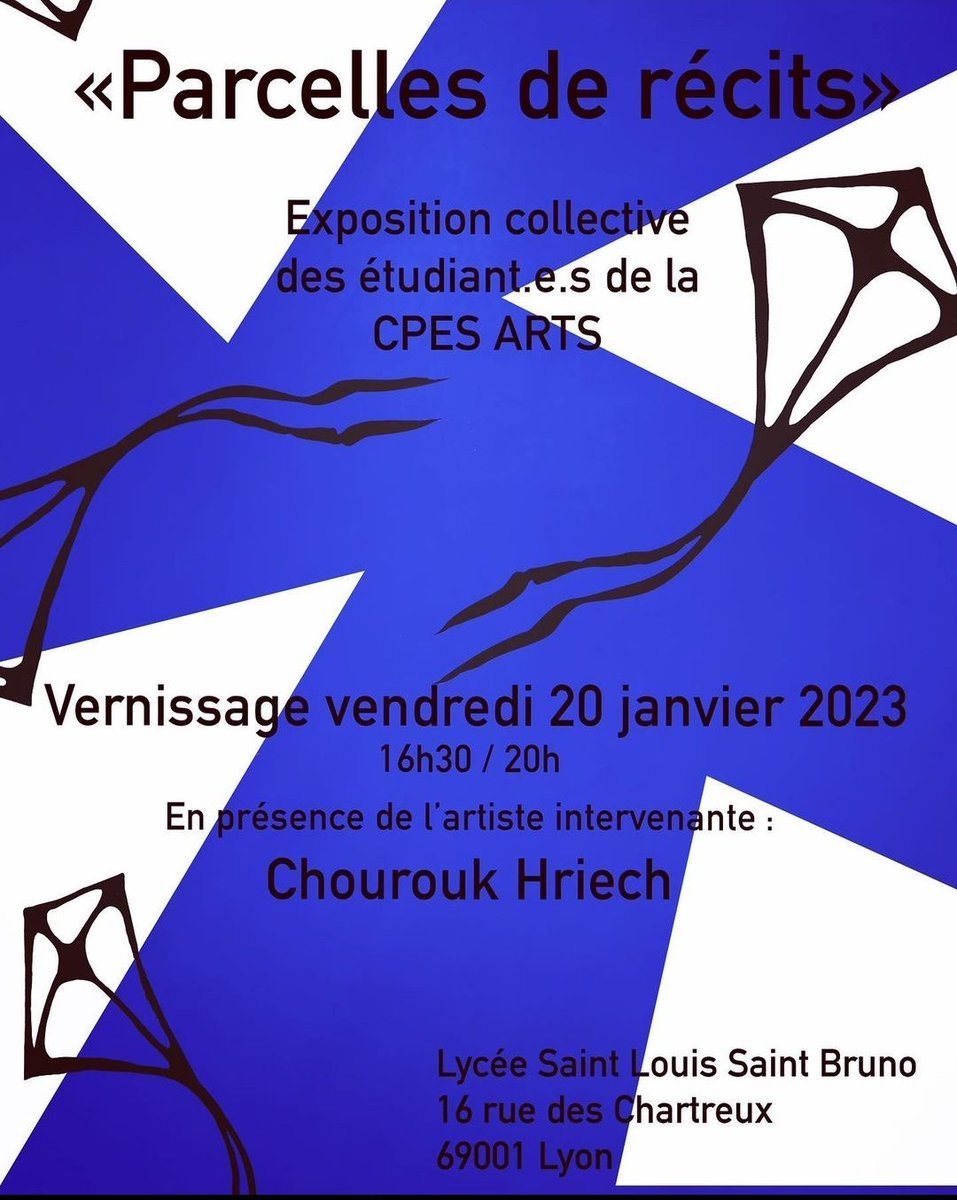 Cpes_caap_slsb's tweet image. Vernissage du workshop avec @chouroukhriech ce vendredi 20 janvier à partir de 16:30 au lycée SLSB 69001. On vous attend nombreux ! 🎉🌺 #cpescaap #workshop #prepart #chouroukhriech