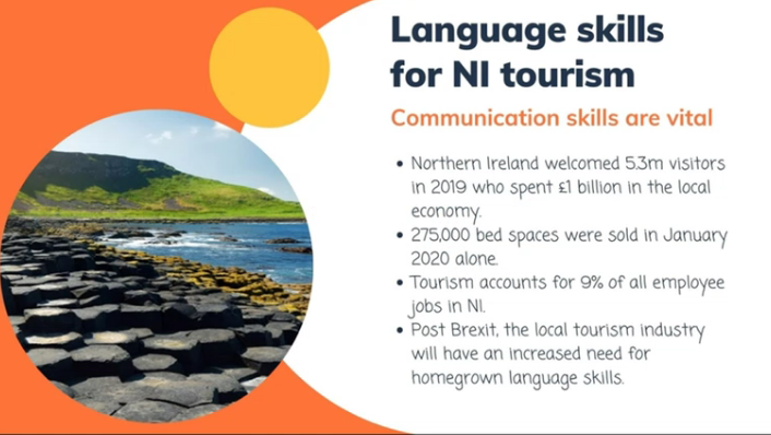 NICILT's tweet photo. Learning how language skills are essential for NI tourism in today's #LanguagesforEmployability Webinar @NITouristBoard https://t.co/8RYGqJZLsg