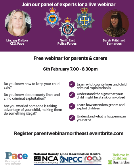 Are you a parent/carer of a child in the South Tees? Are you worried about keeping your child safe? Book onto this live webinar below! Register via parentwebinarnortheast.eventbrite.com