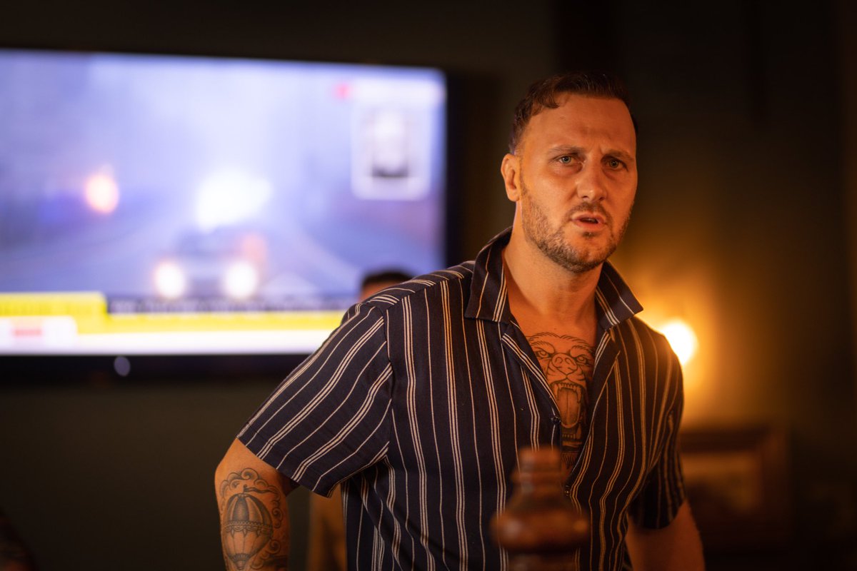 KandMfilmCo's tweet photo. Can’t wait for you all to meet @AaronMid1985 in this film. Brilliant actor, lovely bloke &amp; nothing like his character!👏🏼🎬#TransfusionShortFilm #SupportIndieFilm 🩸BTS photos by @GroomeVincent https://t.co/sA2Q6wJlll