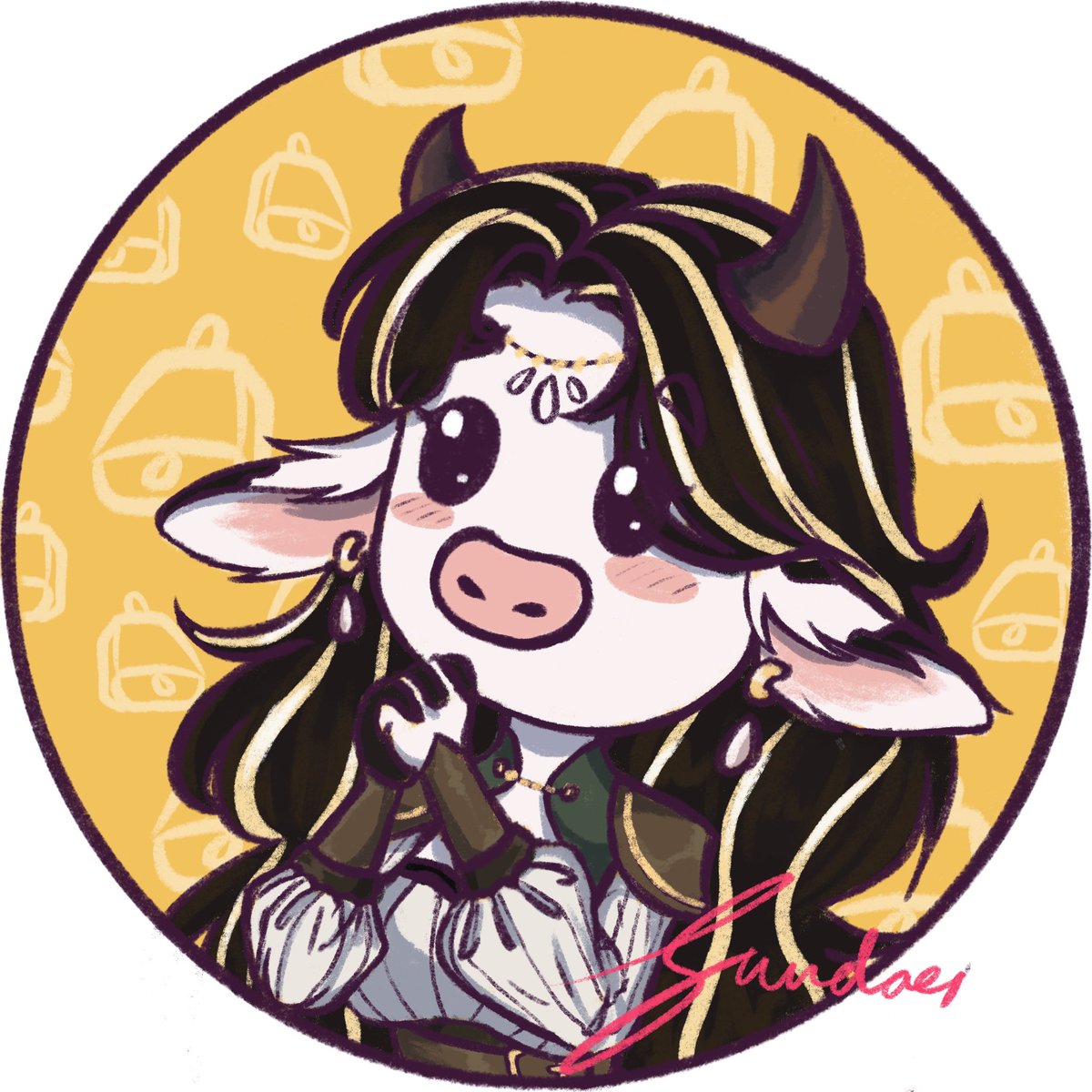 xsundaes's tweet photo. comms done, only 1 slot left!! 

@blitz_bovine and The Pantomime on Discord https://t.co/BTJGaPPhLp