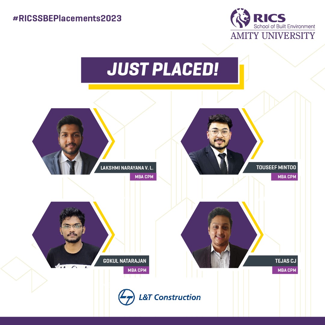 RICS_SBE's tweet photo. Congratulations to the students on their placements with L&T Construction.
Applications for Session 2023 are open.
Apply today: https://t.co/NyGq82lbJQ
#RICSSBEPlacements2023 #RICSSBE #Economics #Construction #StudentsOfRICSSBE
#MBA
#RealEstate #LifeatRICSSBE #L&T https://t.co/oy8gpDcEgn