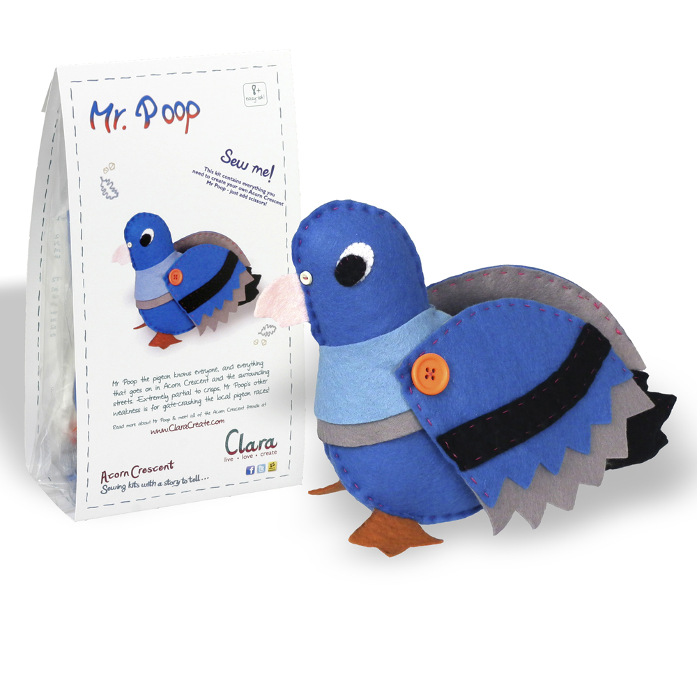 Clara_Create's tweet photo. We have a HALF PRICE SALE of Clara sewing kits over at https://t.co/mqJkDF1jKq £17.50 now only £8.75
This is Mr Poop the pigeon.  Everything you need to make Mr Poop is included in this kit,  just add scissors.
A great little sewing gift https://t.co/z8eUzTW72T https://t.co/vG3XPh7yV0