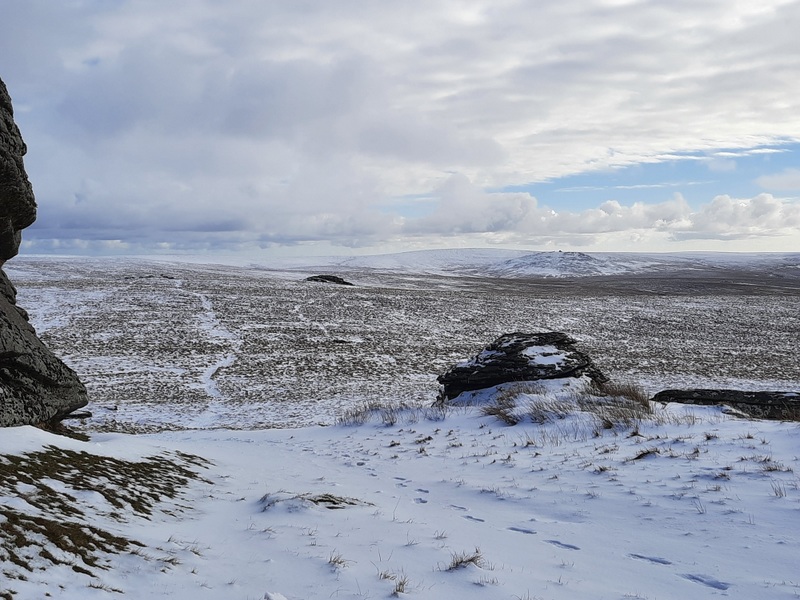 Fur Tor with lower Dunnnagoat almost mid photo.  On our way in often deep snow, from Great Links to Bleak House. #dartmoor #dartmoorsnow #furtor #snow #weeklywalk #goodforthesoul #lovedartmoor #dartmoornationalpark