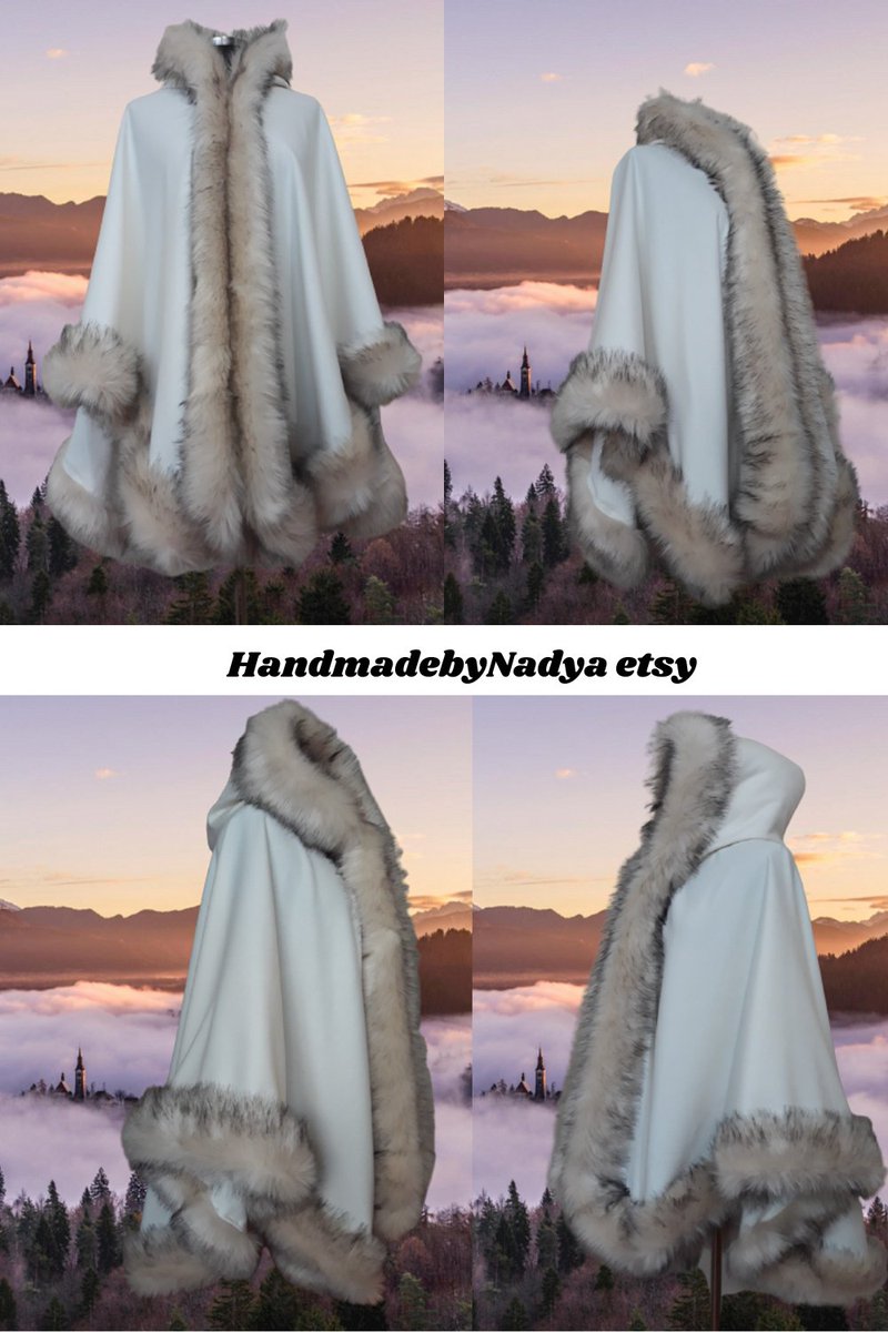 Womens Hooded Cashmere Cape, Poncho with Arctic fox trim 
etsy.com/listing/136444…
#babealpacacape #luxuryclothing #etsyhandmade #bridalcape #winterwedding @Etsy @EtsyRetweeter @SympathyRTs @SGH_RTs
