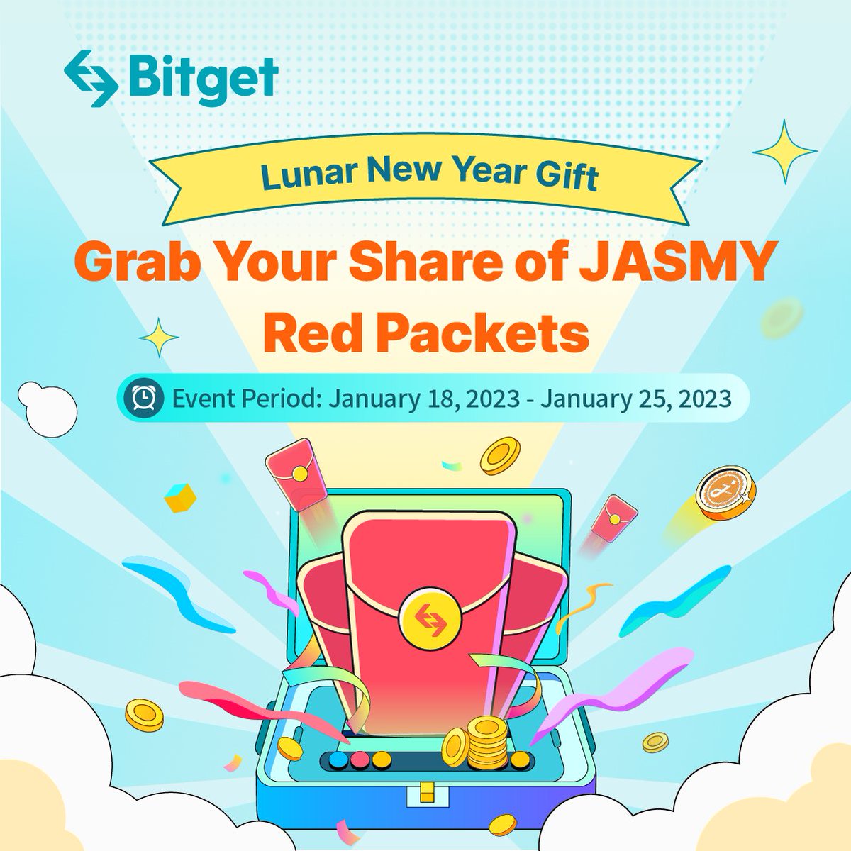 Don't be late, grab your red packet now and make your day great! 🎉 
Inside, $JASMY awaits <a href="/JasmyMGT/">Jasmy-MGT</a> 

🗝️ Passcode: cht05ztChn

Follow @bitgetglobal for more red packet surprises in store!

bitget.com/en/red-packets…